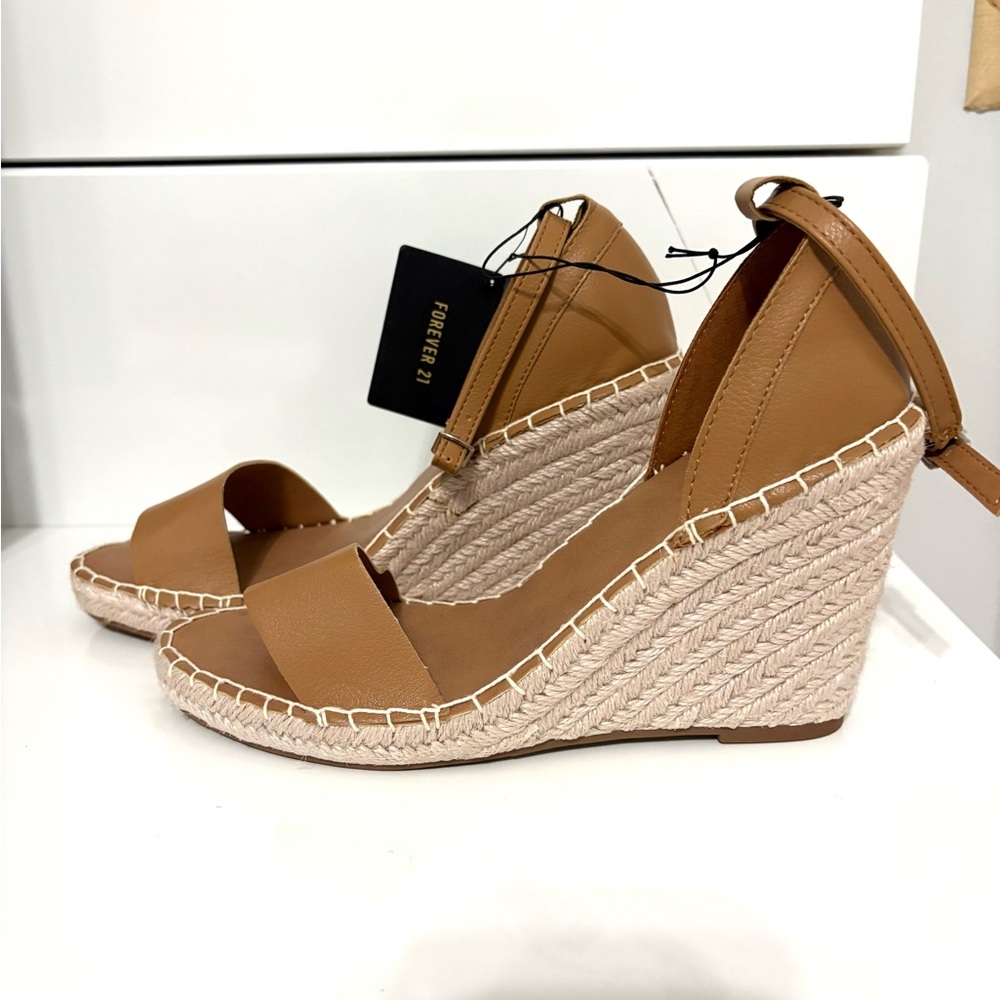 Forever 21 Tan Wedge Espadrille Sandals - Size 9